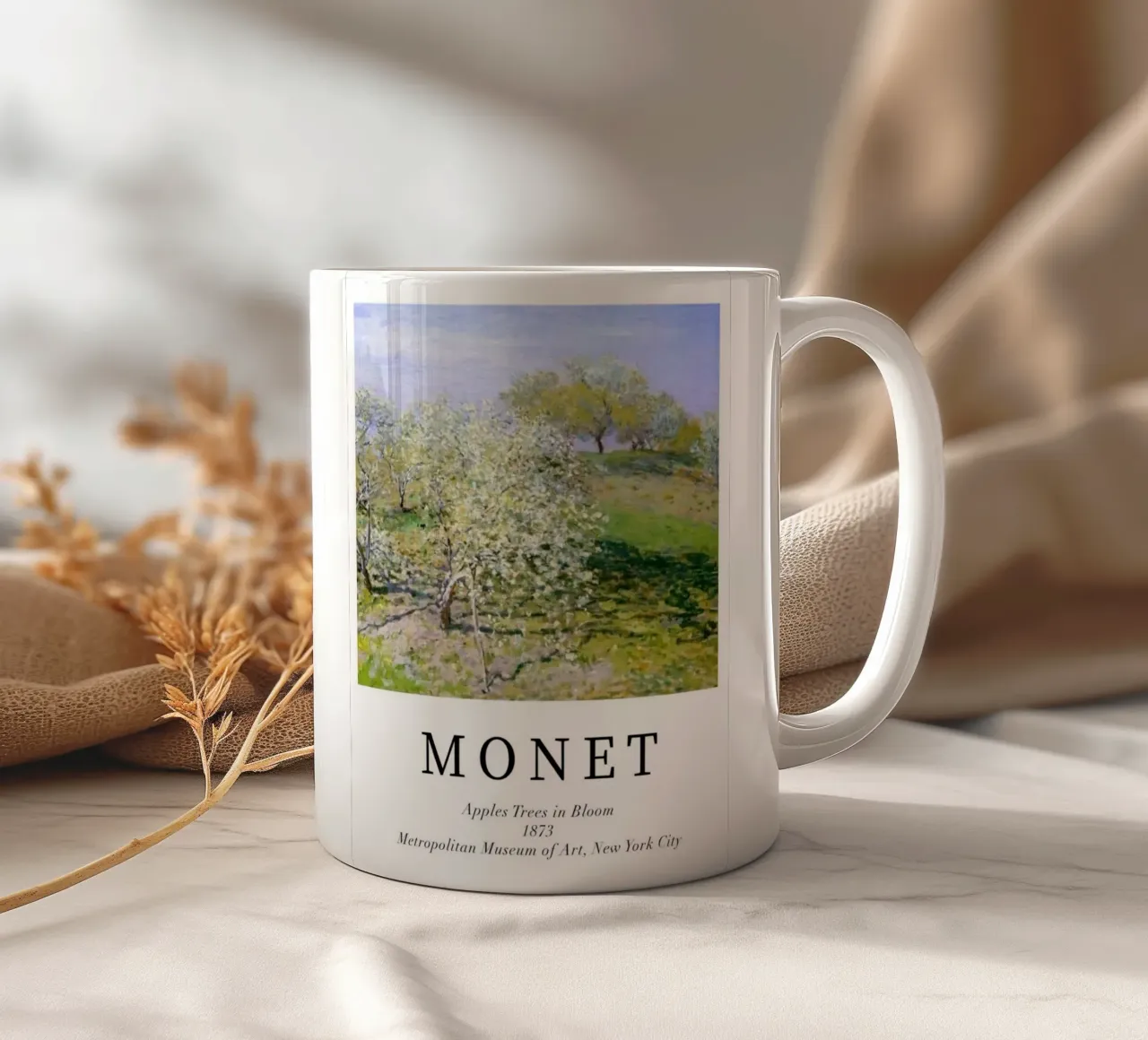 spiring scene with apple trees in bloom ceramic mug by SMG Store