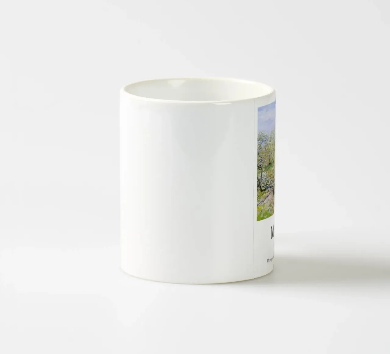 spiring scene with apple trees in bloom ceramic mug by SMG Store