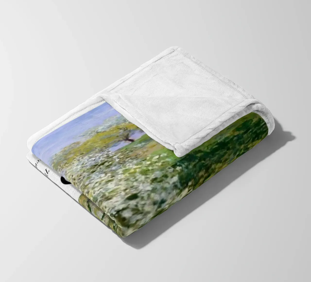 spiring scene with apple trees in bloom fleece blanket by SMG Store