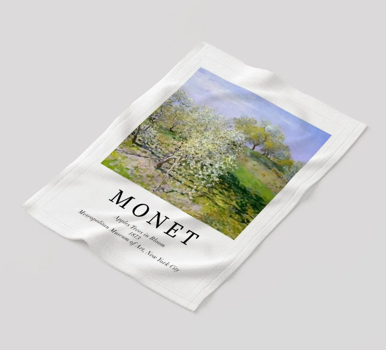 spiring scene with apple trees in bloom fleece blanket by SMG Store