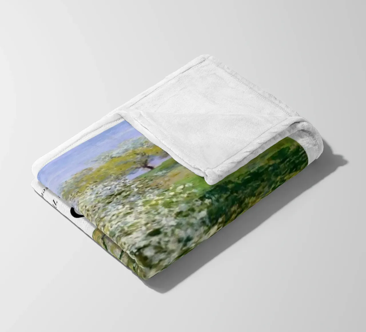 spiring scene with apple trees in bloom fleece blanket by SMG Store
