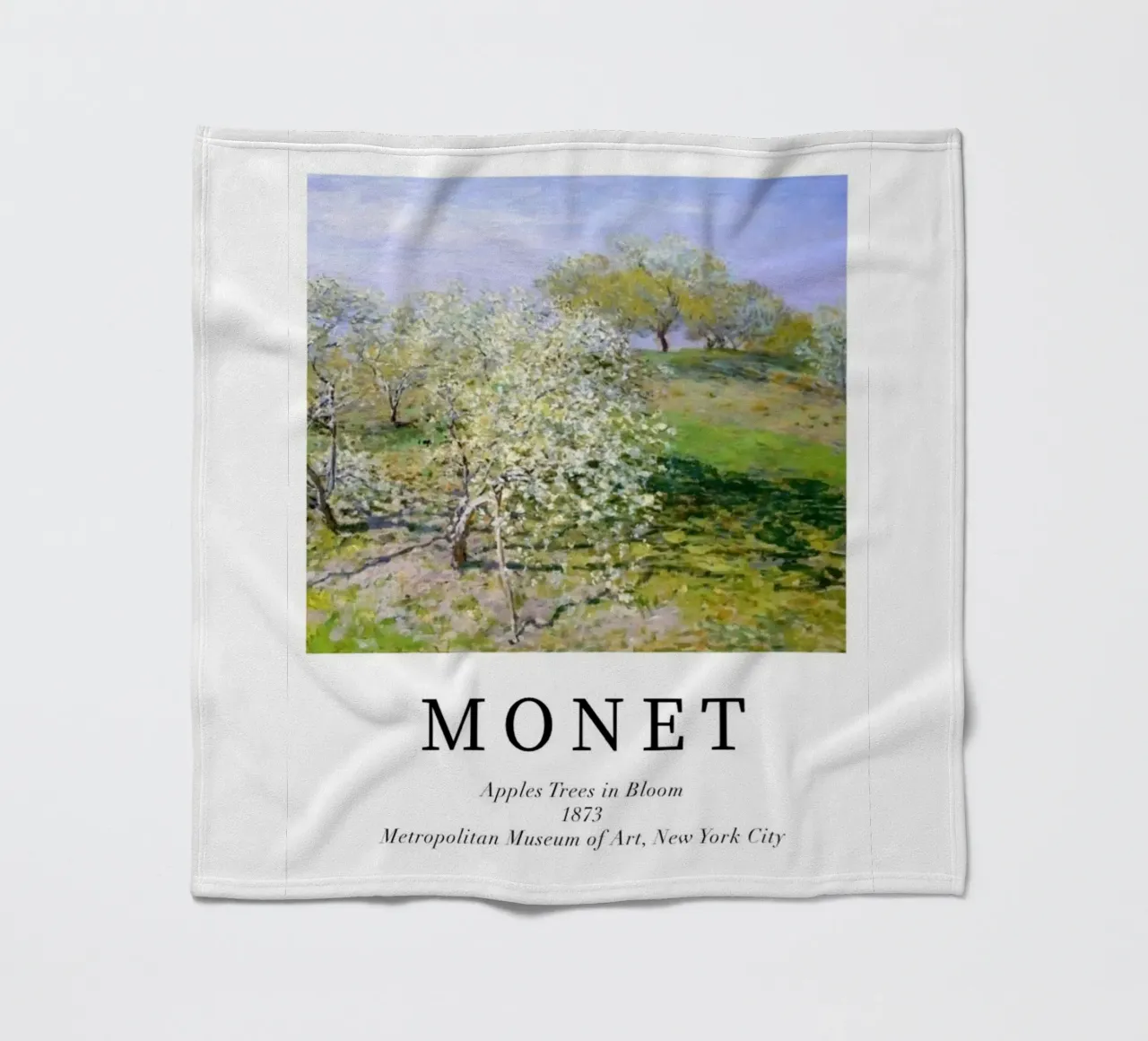 spiring scene with apple trees in bloom fleece blanket by SMG Store