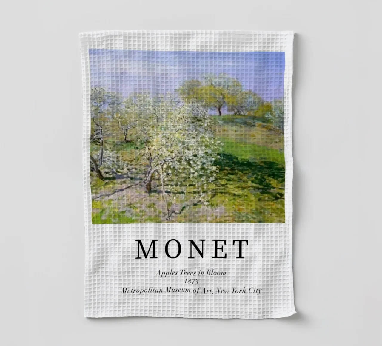 spiring scene with apple trees in bloom tea towel by SMG Store