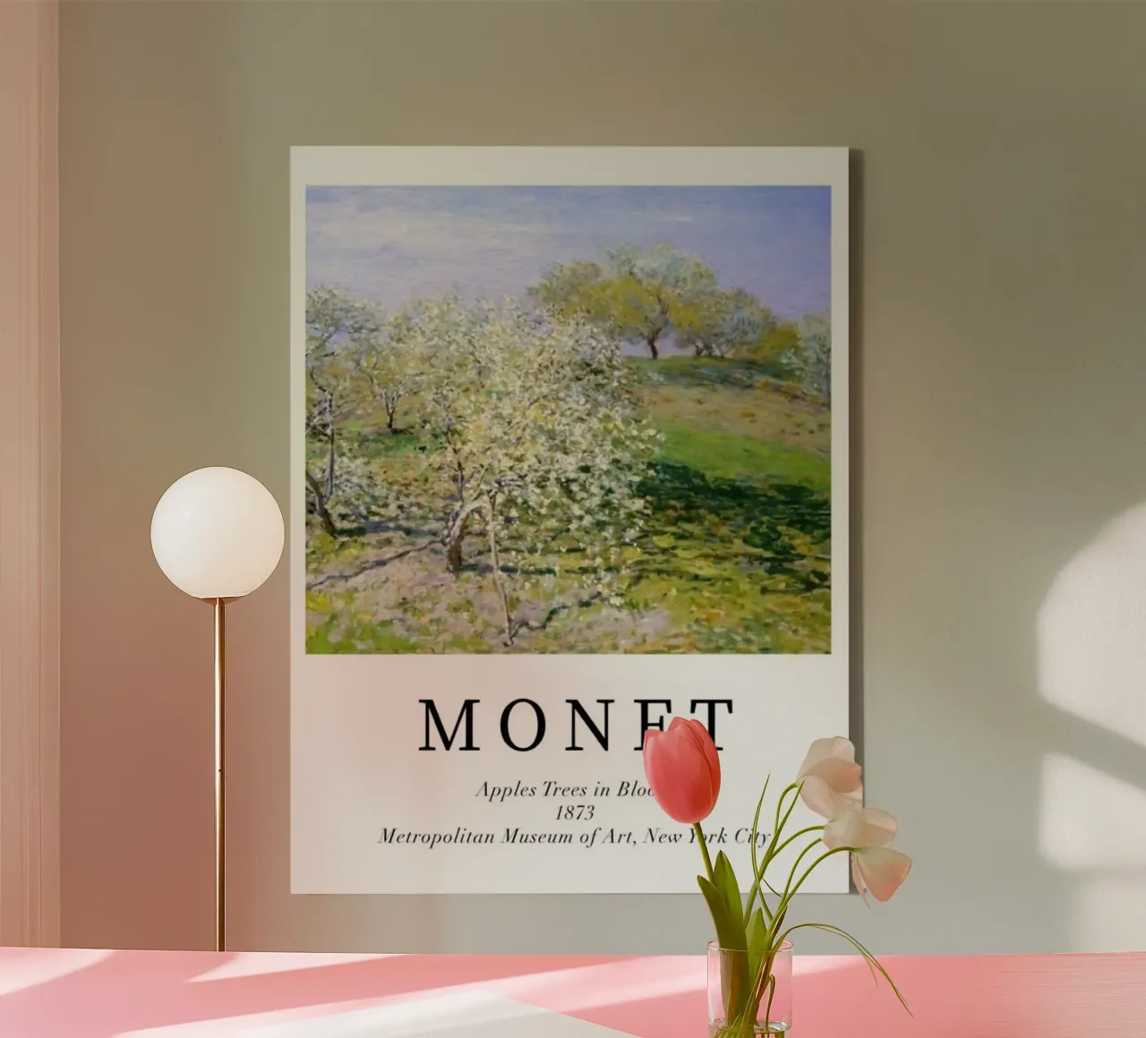 spiring scene with apple trees in bloom canvas by SMG Store