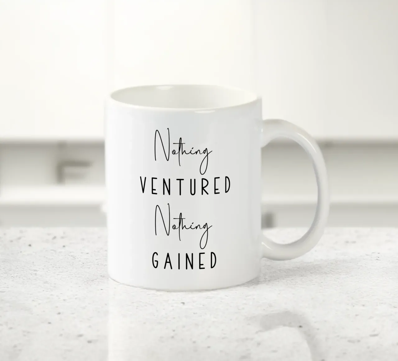 Nulla di intentato nulla di guadagnato Motivazionale tazza in ceramica da Shark Printables