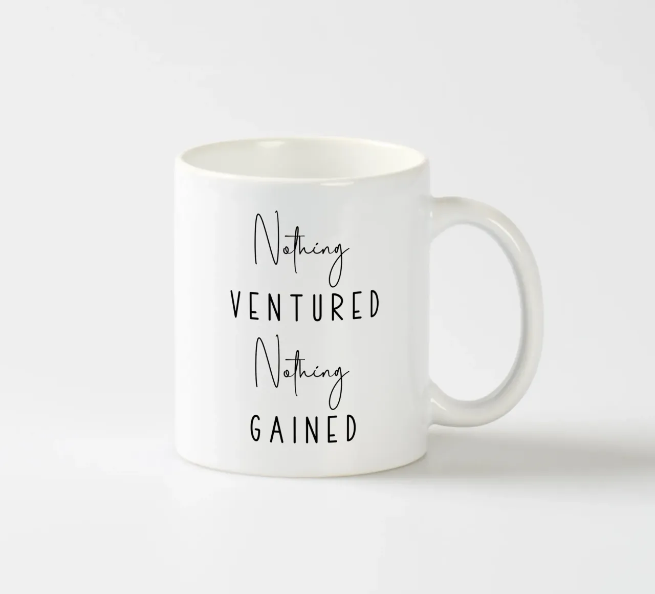 Nulla di intentato nulla di guadagnato Motivazionale tazza in ceramica da Shark Printables