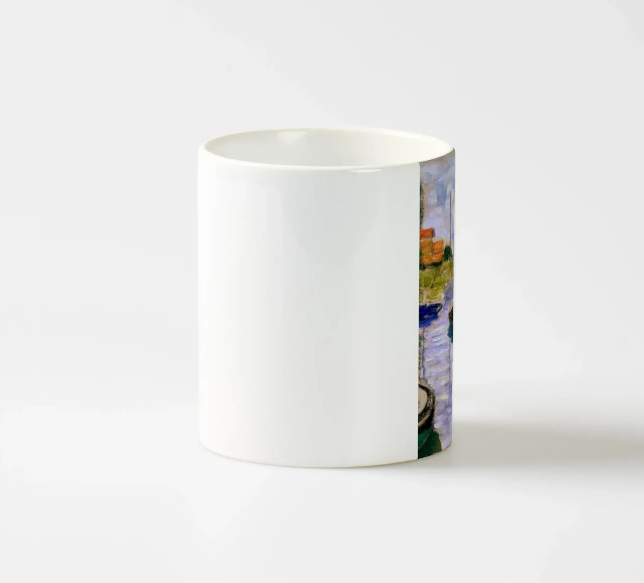 barca a vela ancorata nel fiume tazza in ceramica da SMG Store