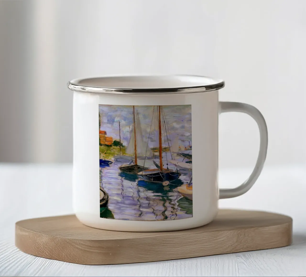 barca a vela ancorata nel fiume tazza in smalto da SMG Store