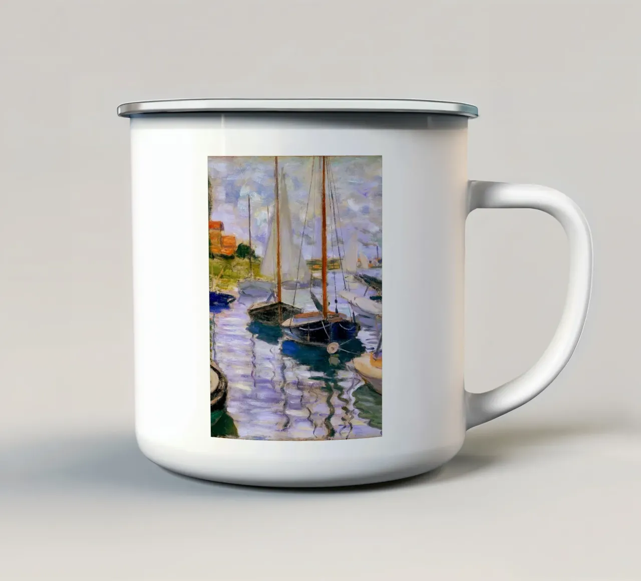 barca a vela ancorata nel fiume tazza in smalto da SMG Store