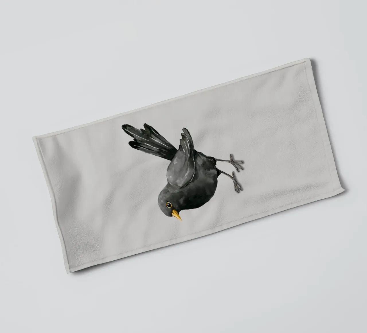 Blackbird ink drawing towel by BwiseLizzy