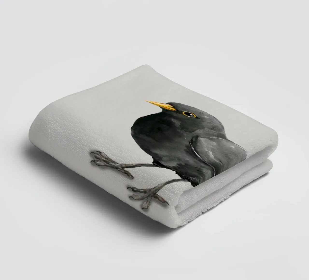 Blackbird ink drawing towel by BwiseLizzy