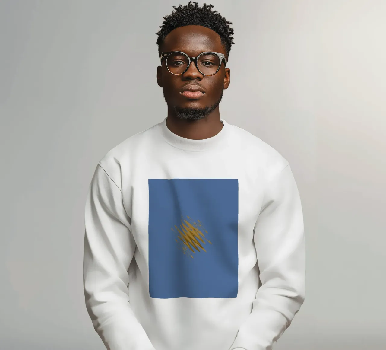 Yellow zigzag pattern on a blue background sweatshirt by Something for you
