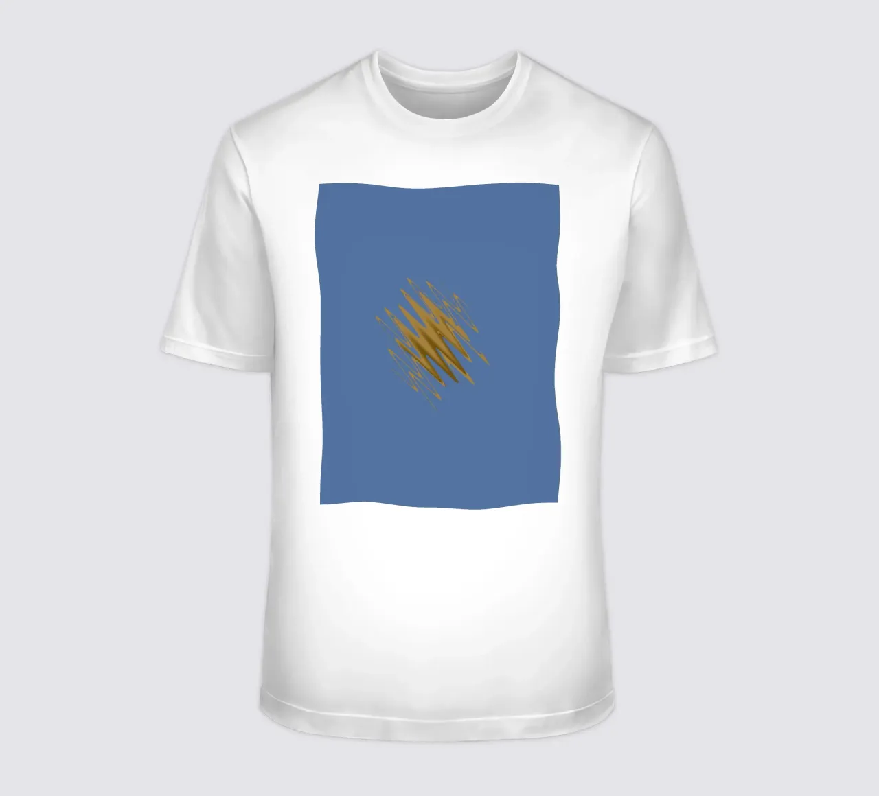 Yellow zigzag pattern on a blue background t-shirt by Something for you