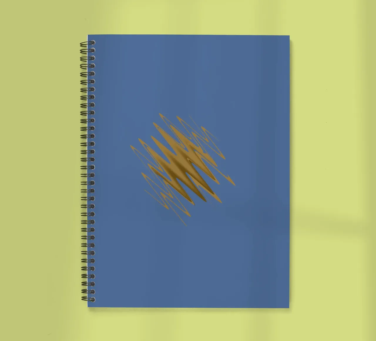 Yellow zigzag pattern on a blue background spiral notebook by Something for you
