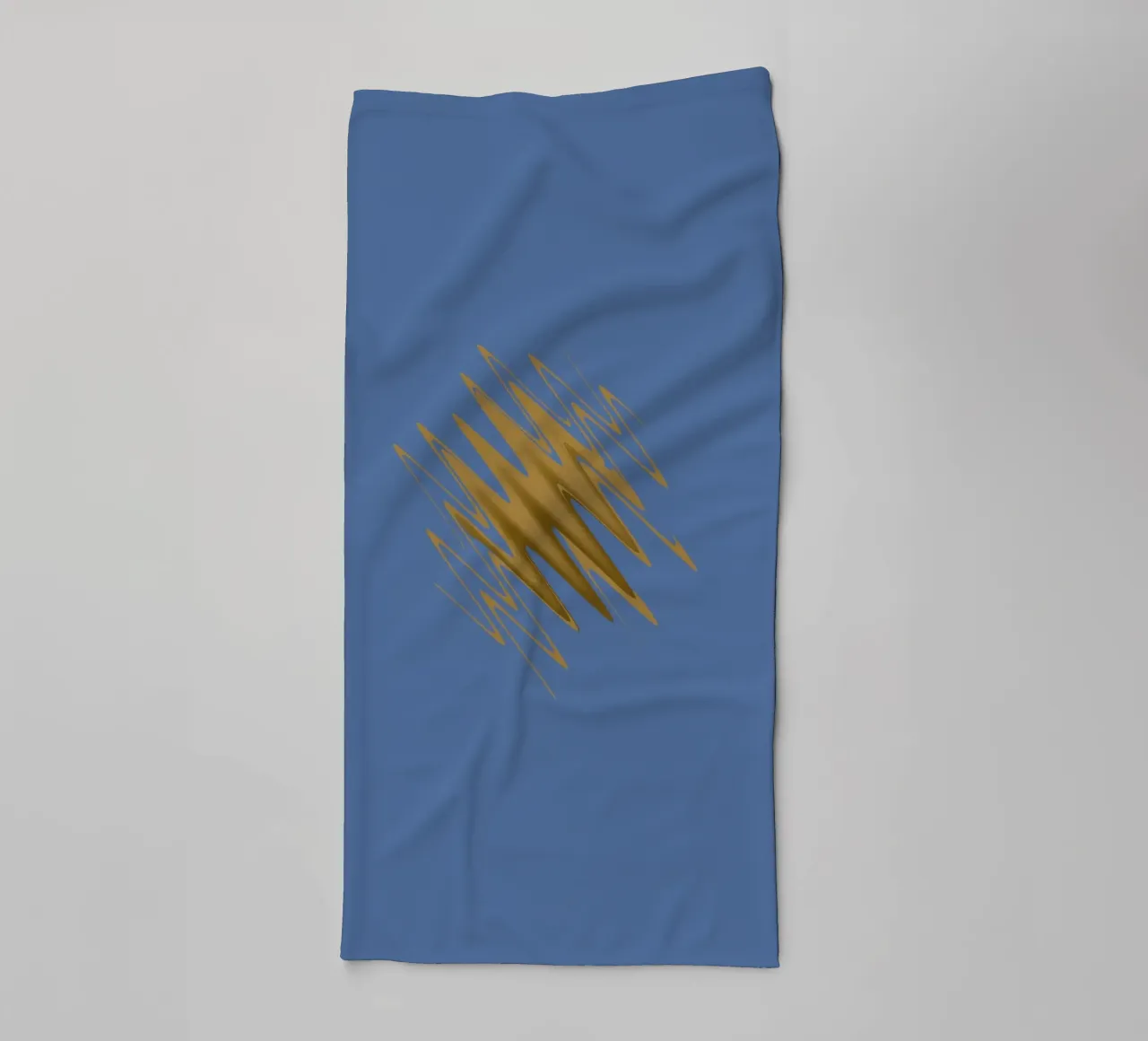 Yellow zigzag pattern on a blue background towel by Something for you