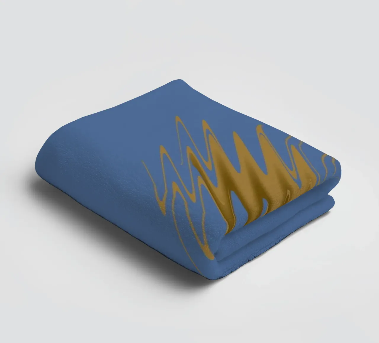 Yellow zigzag pattern on a blue background towel by Something for you