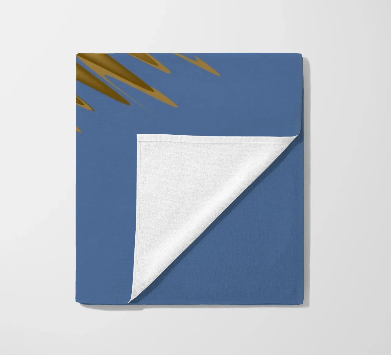 Yellow zigzag pattern on a blue background beach towel by Something for you