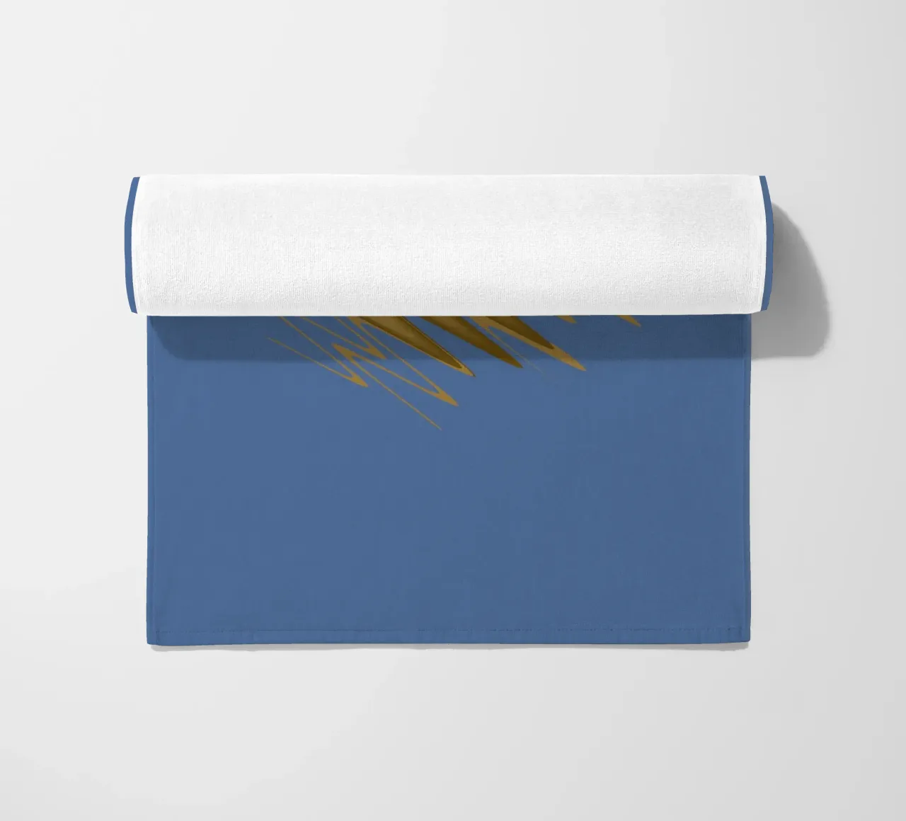 Yellow zigzag pattern on a blue background beach towel by Something for you