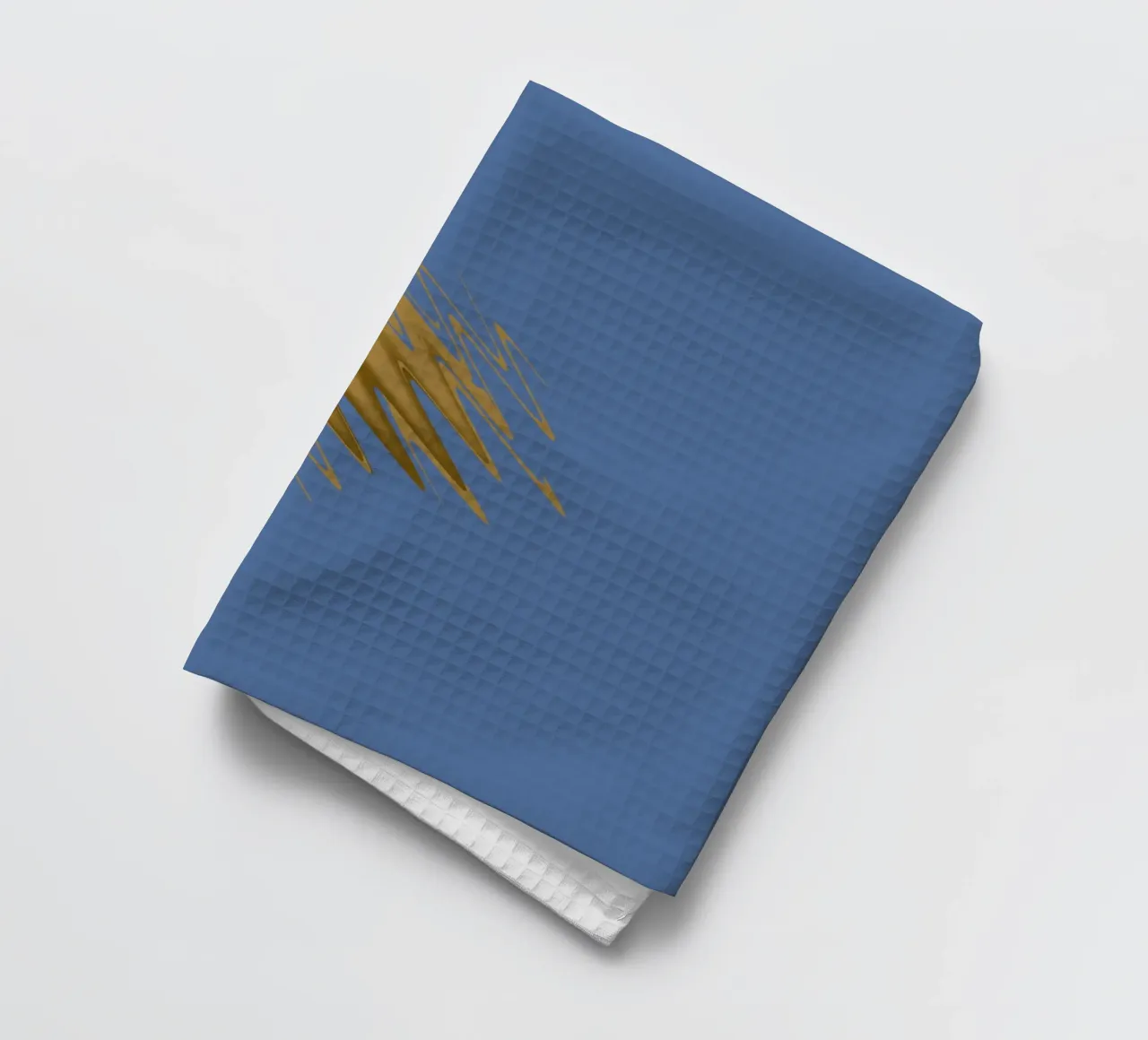 Yellow zigzag pattern on a blue background tea towel by Something for you