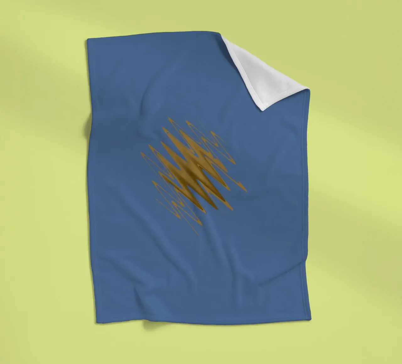 Yellow zigzag pattern on a blue background fleece blanket by Something for you