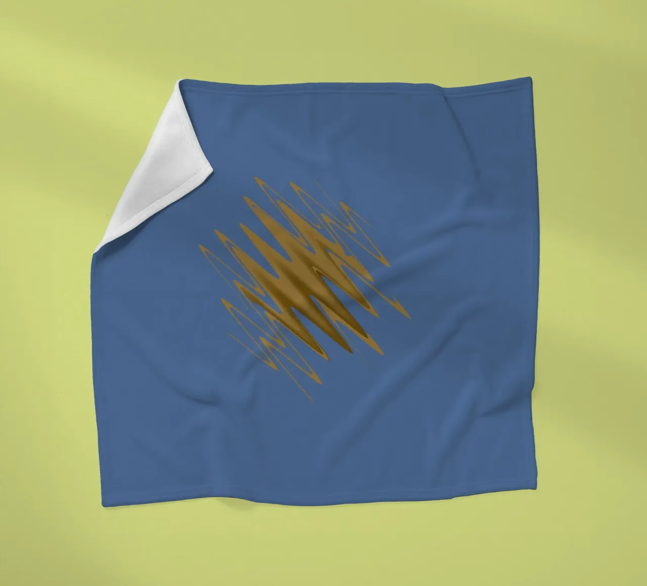 Yellow zigzag pattern on a blue background fleece blanket by Something for you