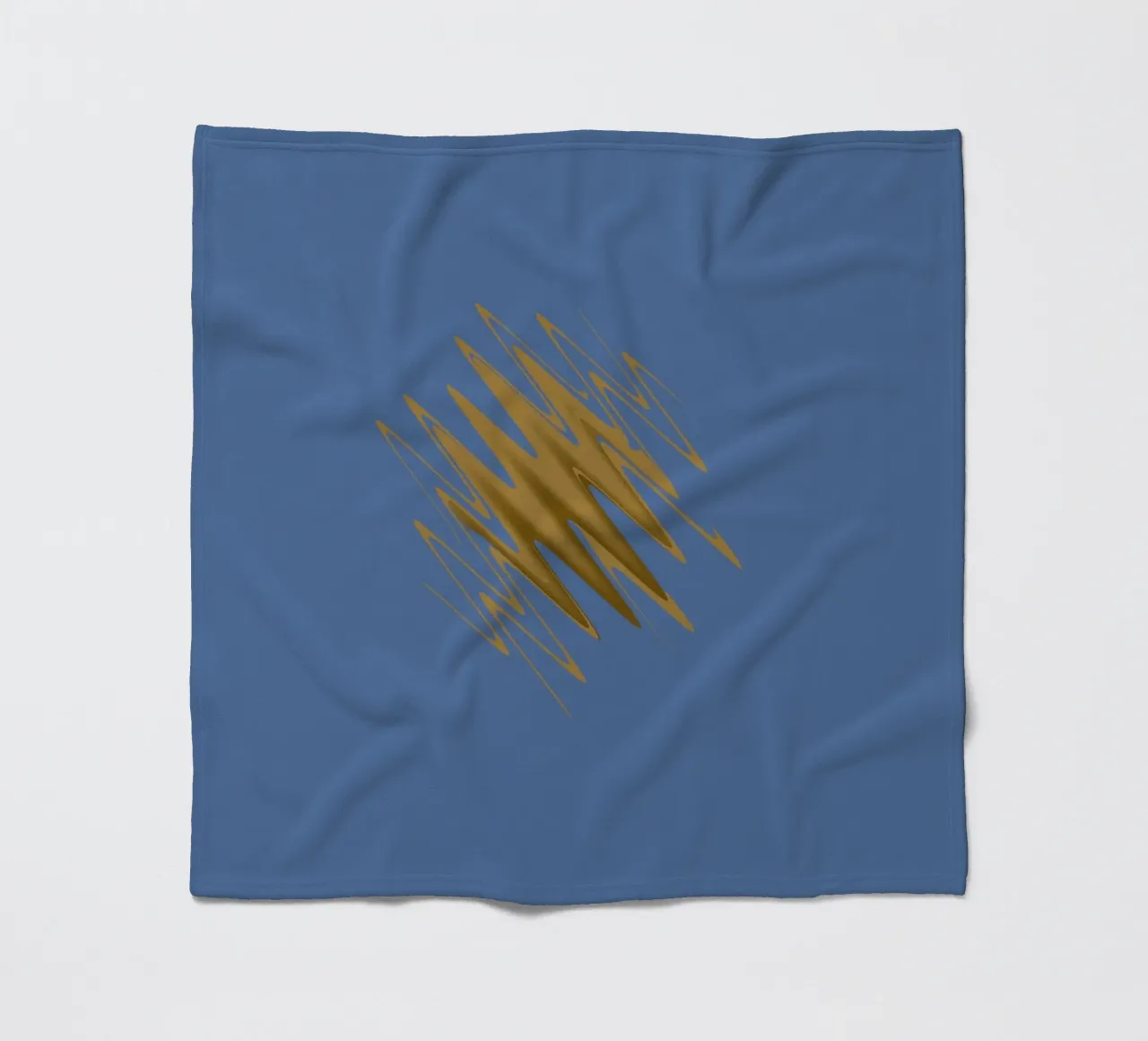 Yellow zigzag pattern on a blue background fleece blanket by Something for you