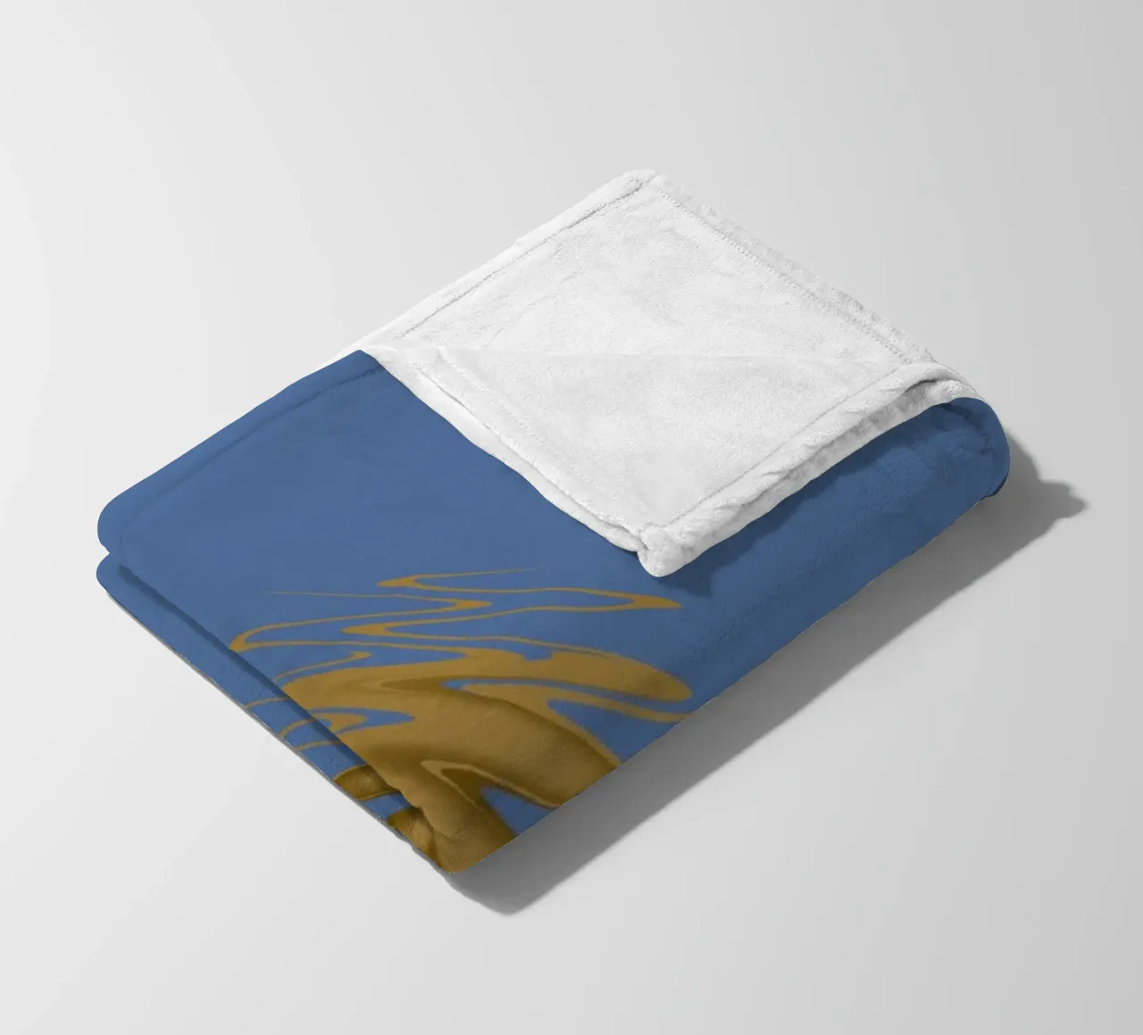 Yellow zigzag pattern on a blue background fleece blanket by Something for you