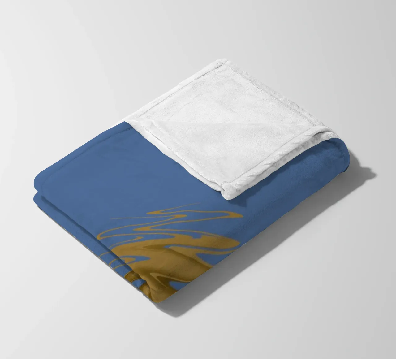Yellow zigzag pattern on a blue background fleece blanket by Something for you