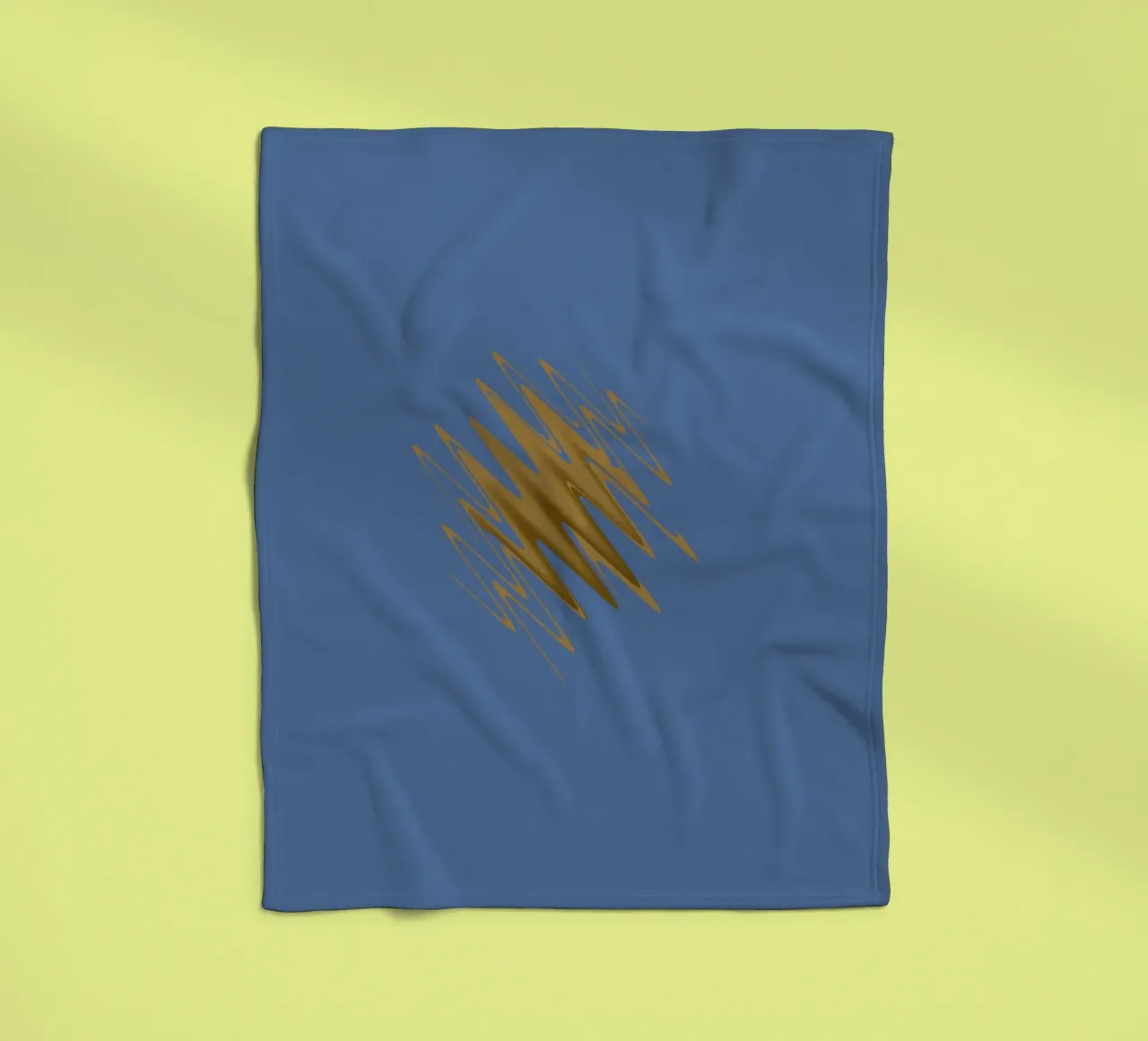 Yellow zigzag pattern on a blue background fleece blanket by Something for you