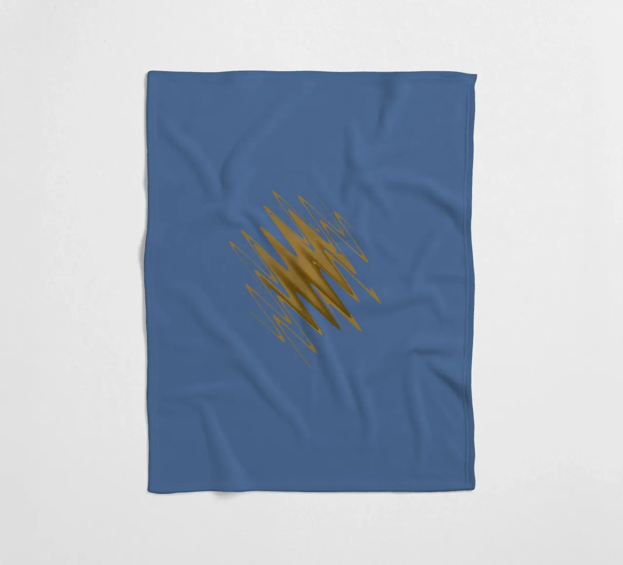 Yellow zigzag pattern on a blue background fleece blanket by Something for you
