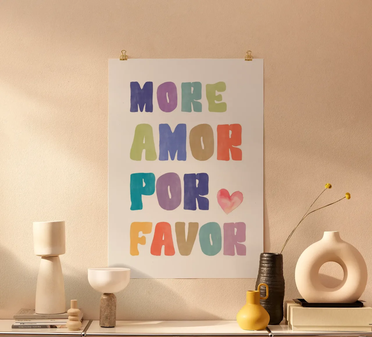 More amor por favor Poster mit Aluminium Rahmen von PinkCandyWalls