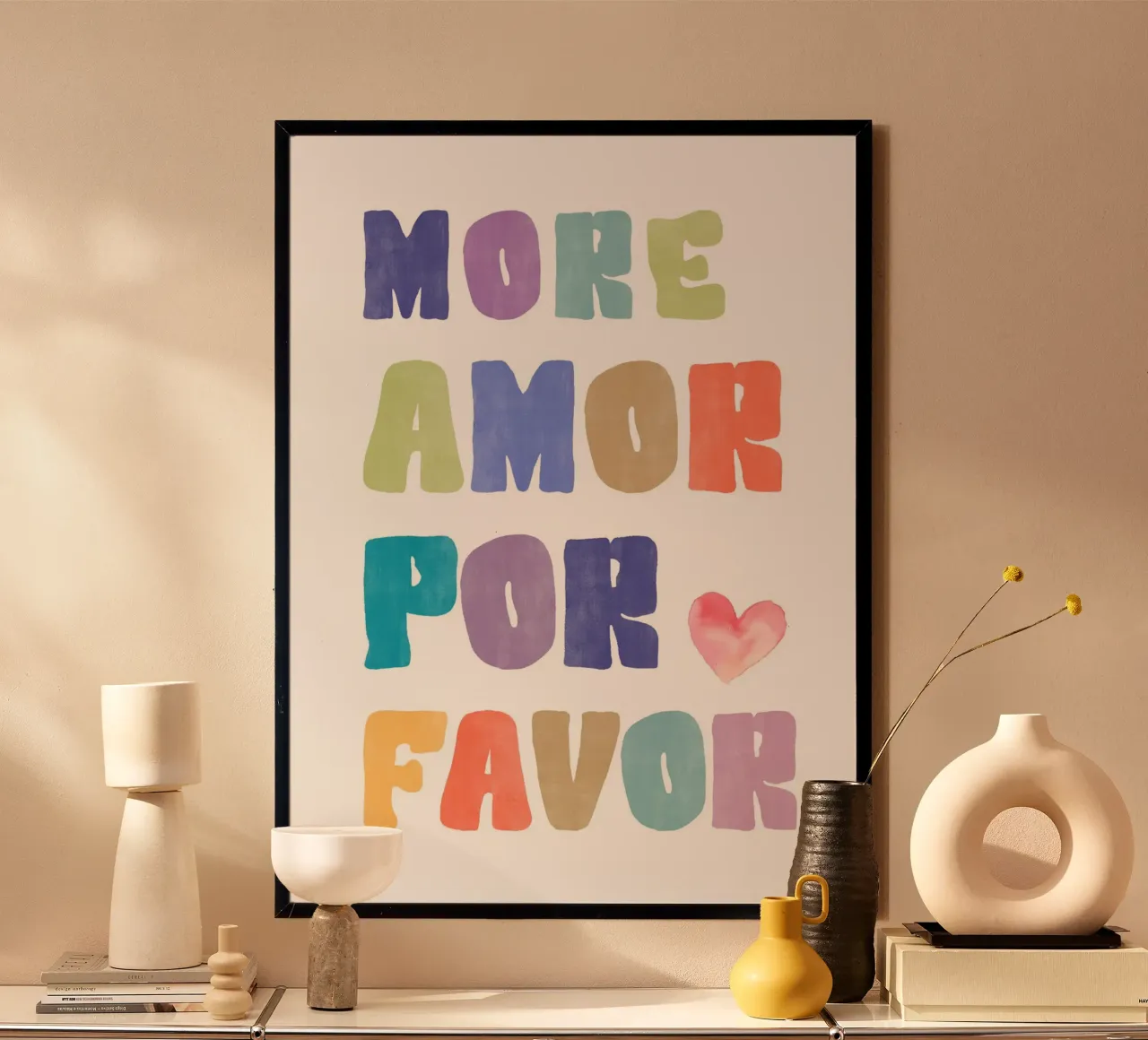 More amor por favor Poster mit Aluminium Rahmen von PinkCandyWalls