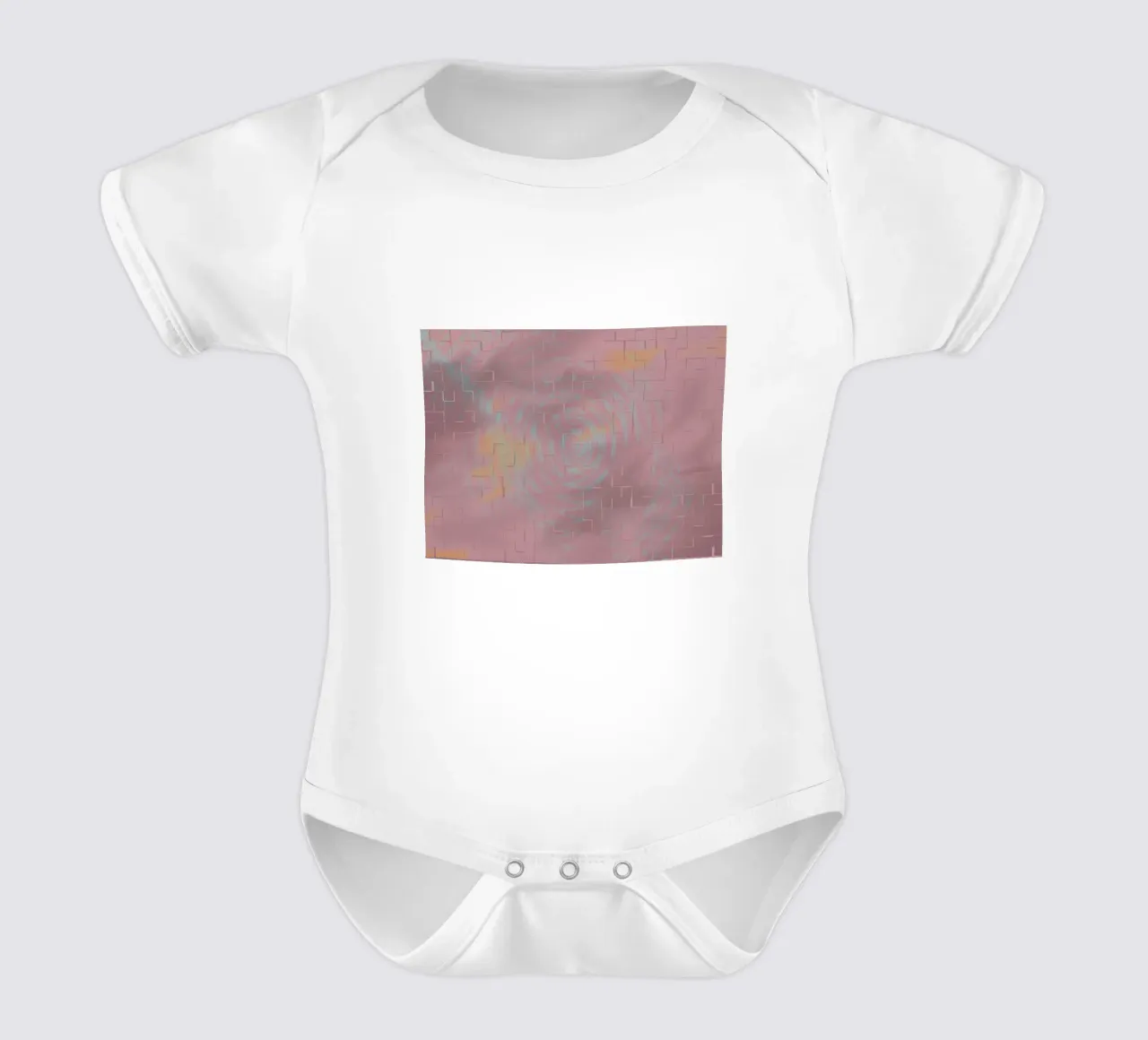 Abstract circular pattern in the colours purple and pink short-sleeve baby romper by Something for you