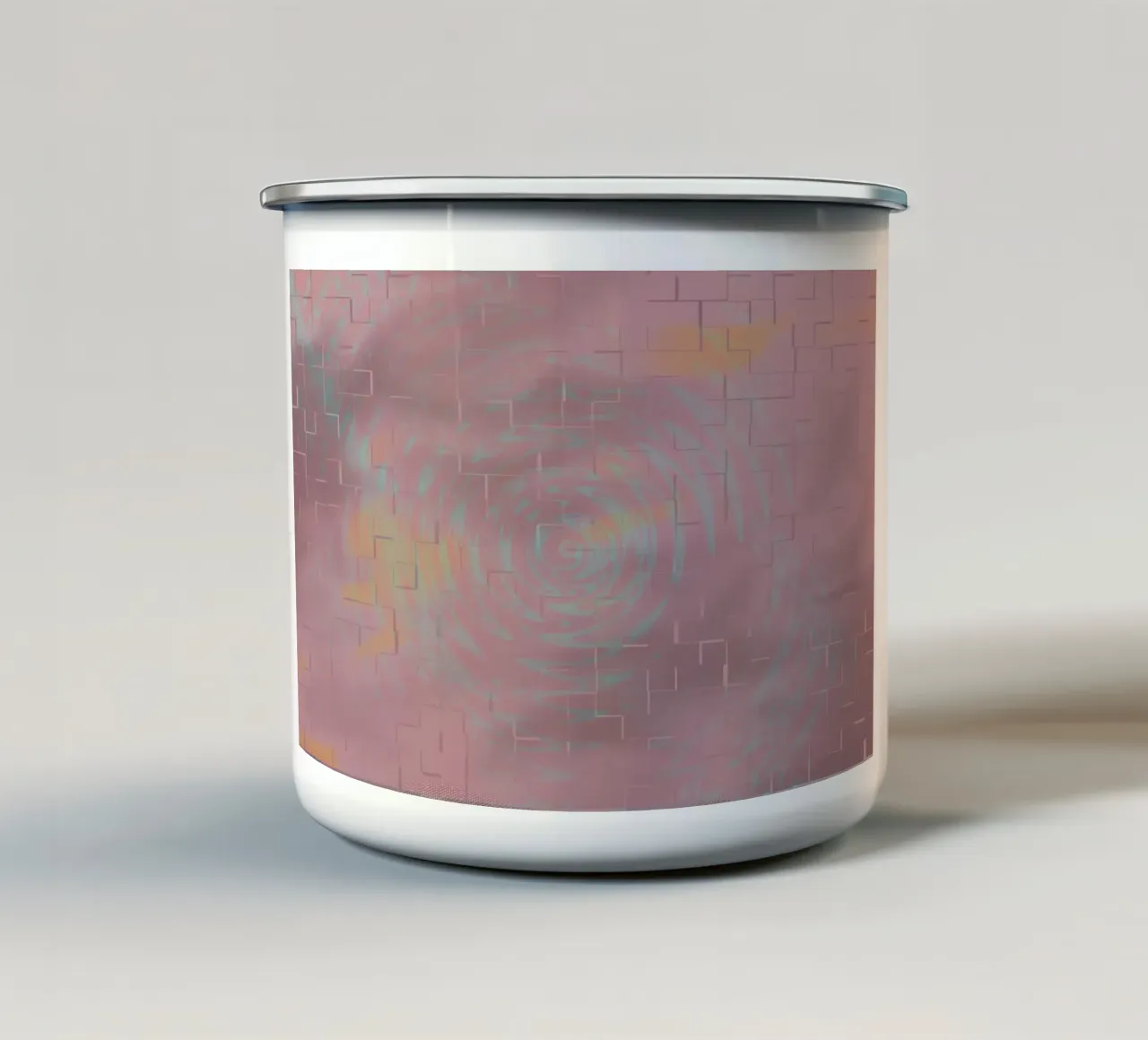 Abstract circular pattern in the colours purple and pink enamel mug by Something for you