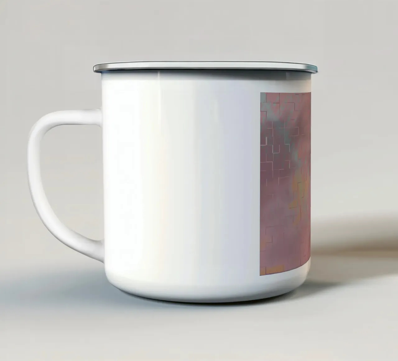 Abstract circular pattern in the colours purple and pink enamel mug by Something for you