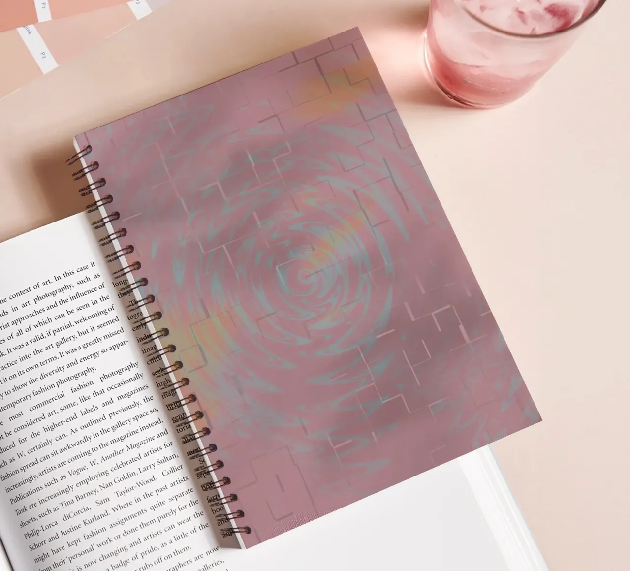 Abstract circular pattern in the colours purple and pink spiral notebook by Something for you