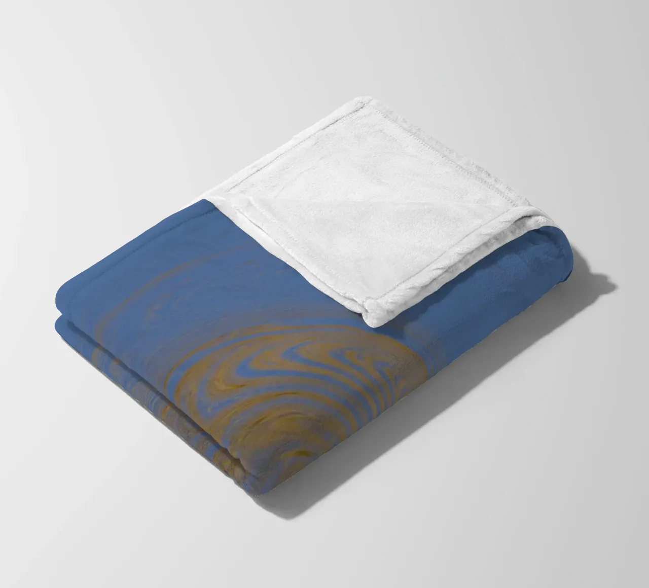 Abstract dynamic circular pattern in yellow and blue fleece blanket by Something for you