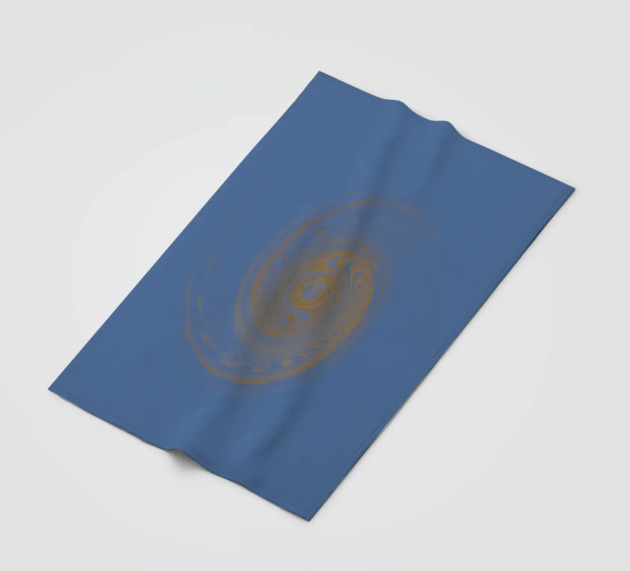 Abstract dynamic circular pattern in yellow and blue fleece blanket by Something for you
