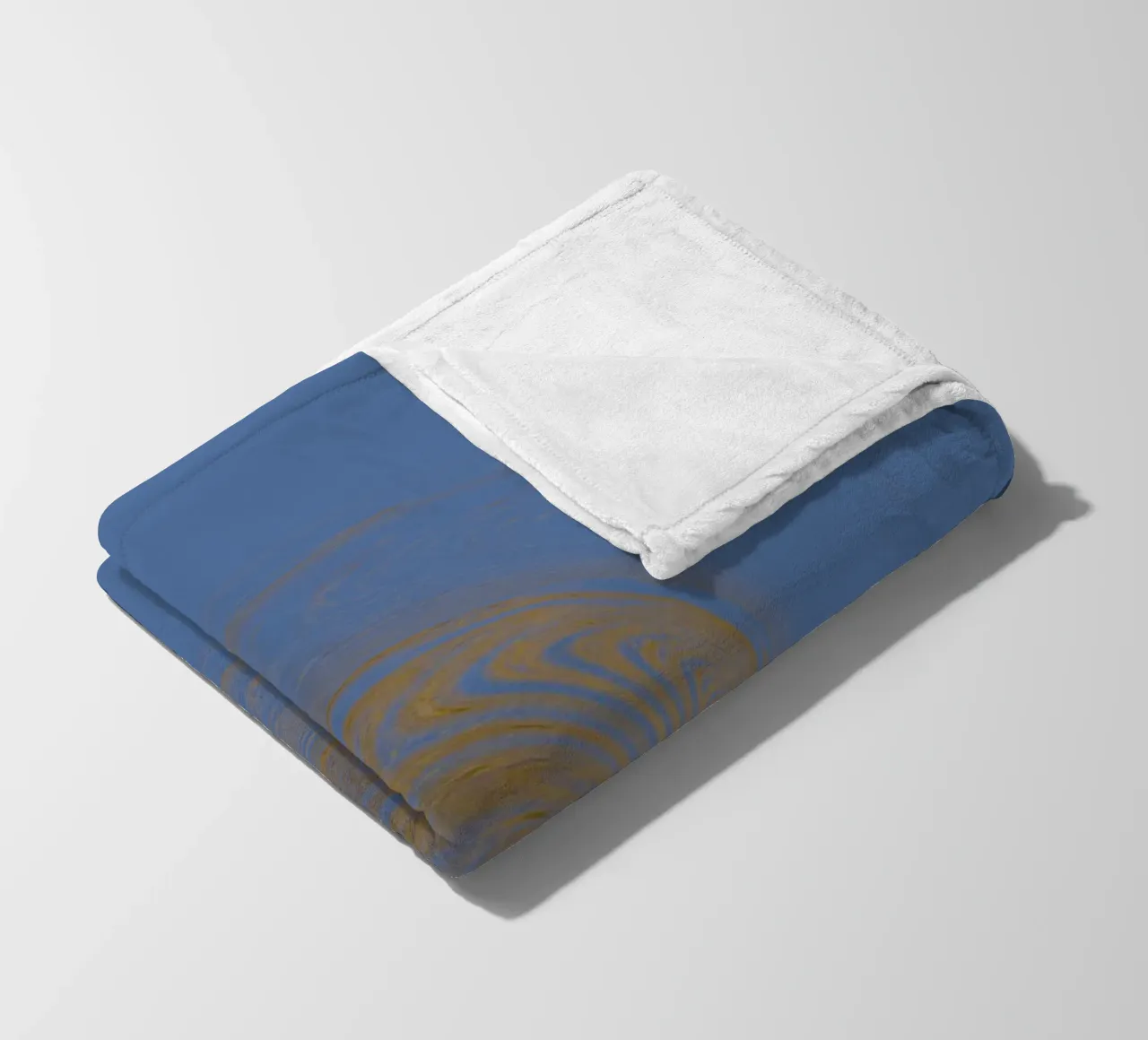 Abstract dynamic circular pattern in yellow and blue fleece blanket by Something for you