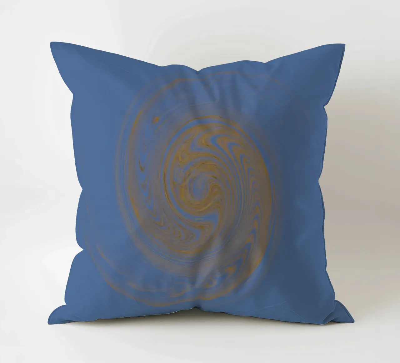 Abstract dynamic circular pattern in yellow and blue decorative cushion by Something for you