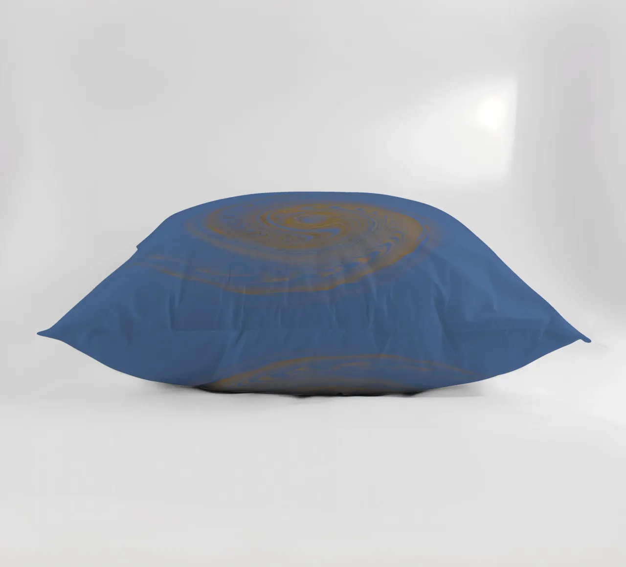Abstract dynamic circular pattern in yellow and blue decorative cushion by Something for you
