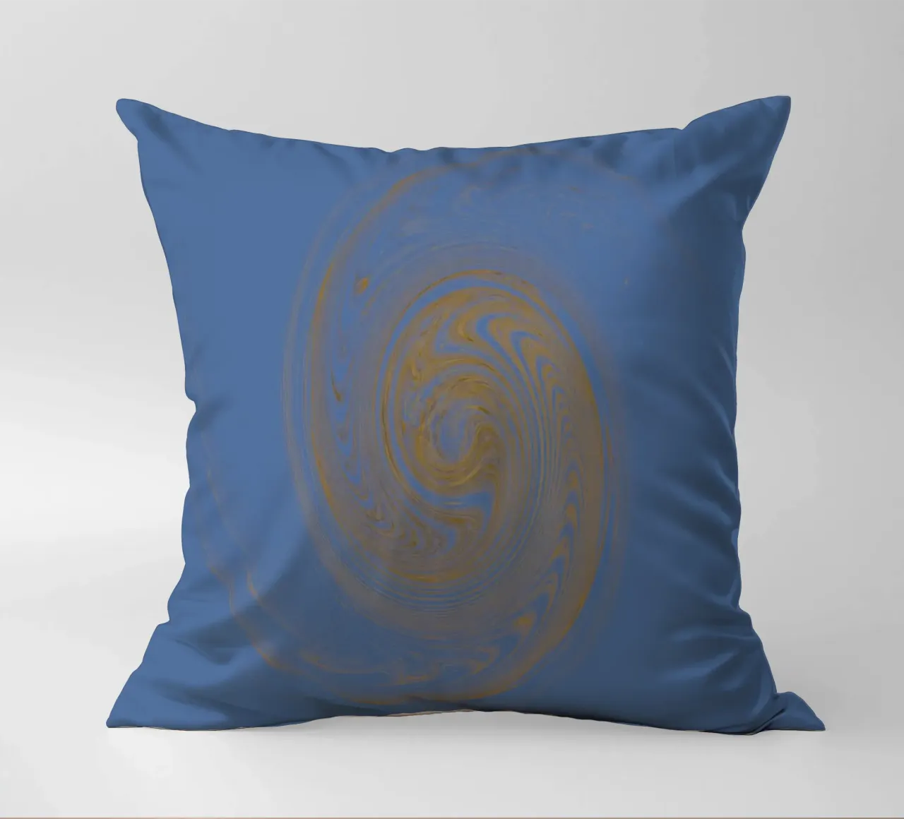 Abstract dynamic circular pattern in yellow and blue decorative cushion by Something for you