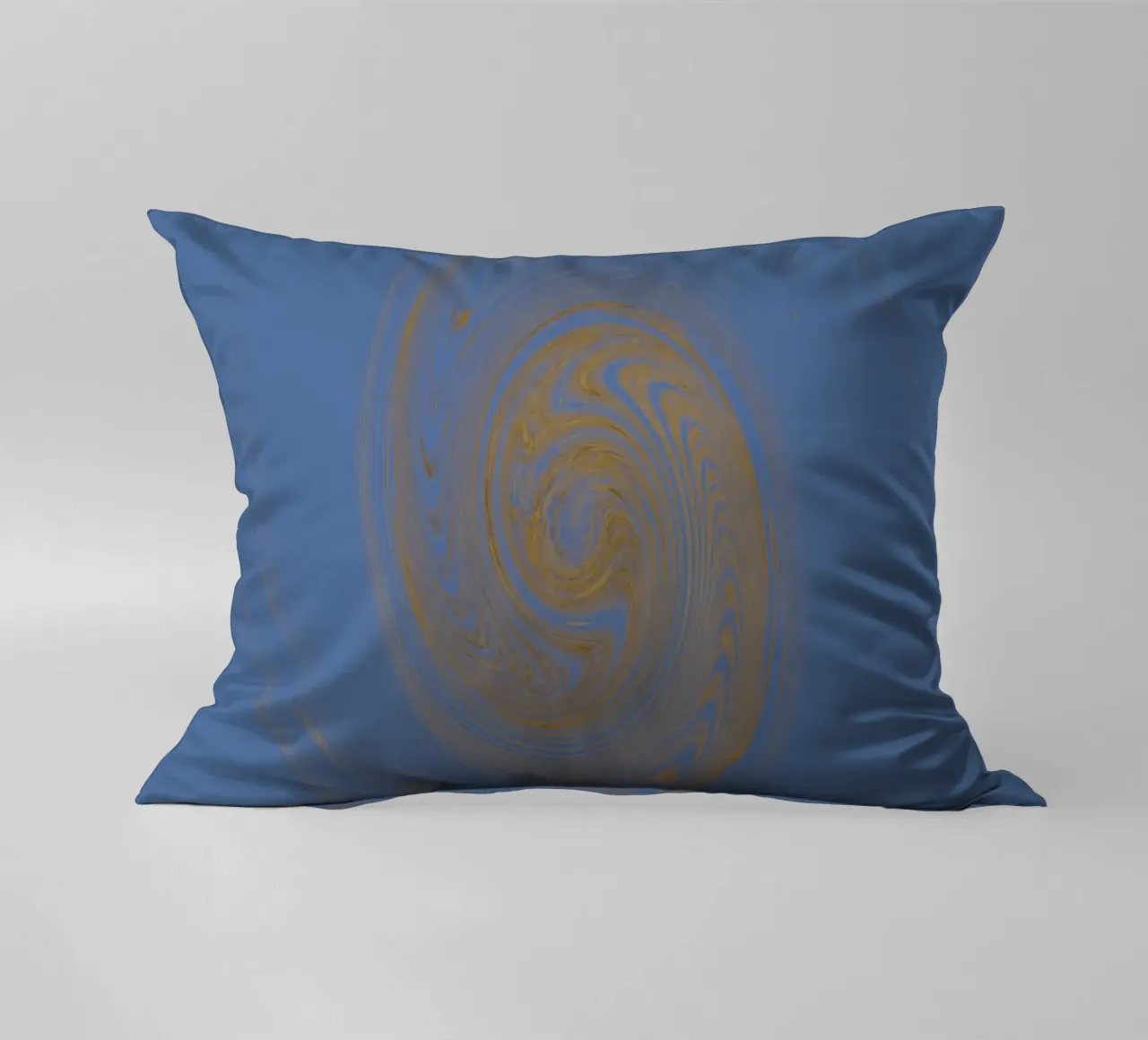 Abstract dynamic circular pattern in yellow and blue decorative cushion by Something for you