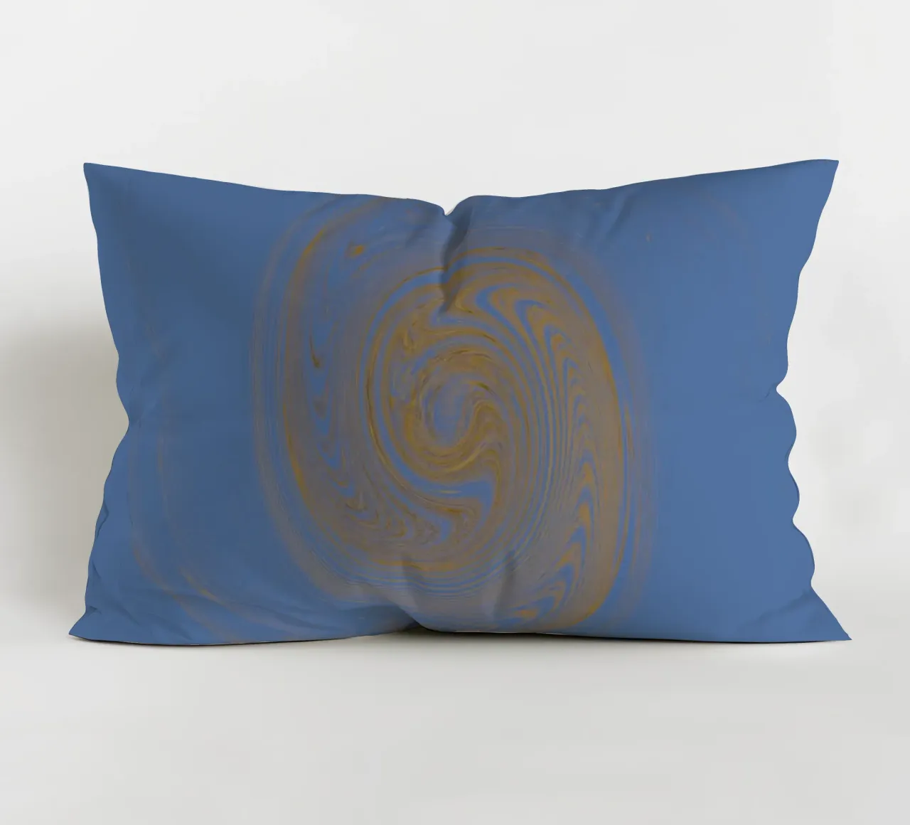 Abstract dynamic circular pattern in yellow and blue decorative cushion by Something for you