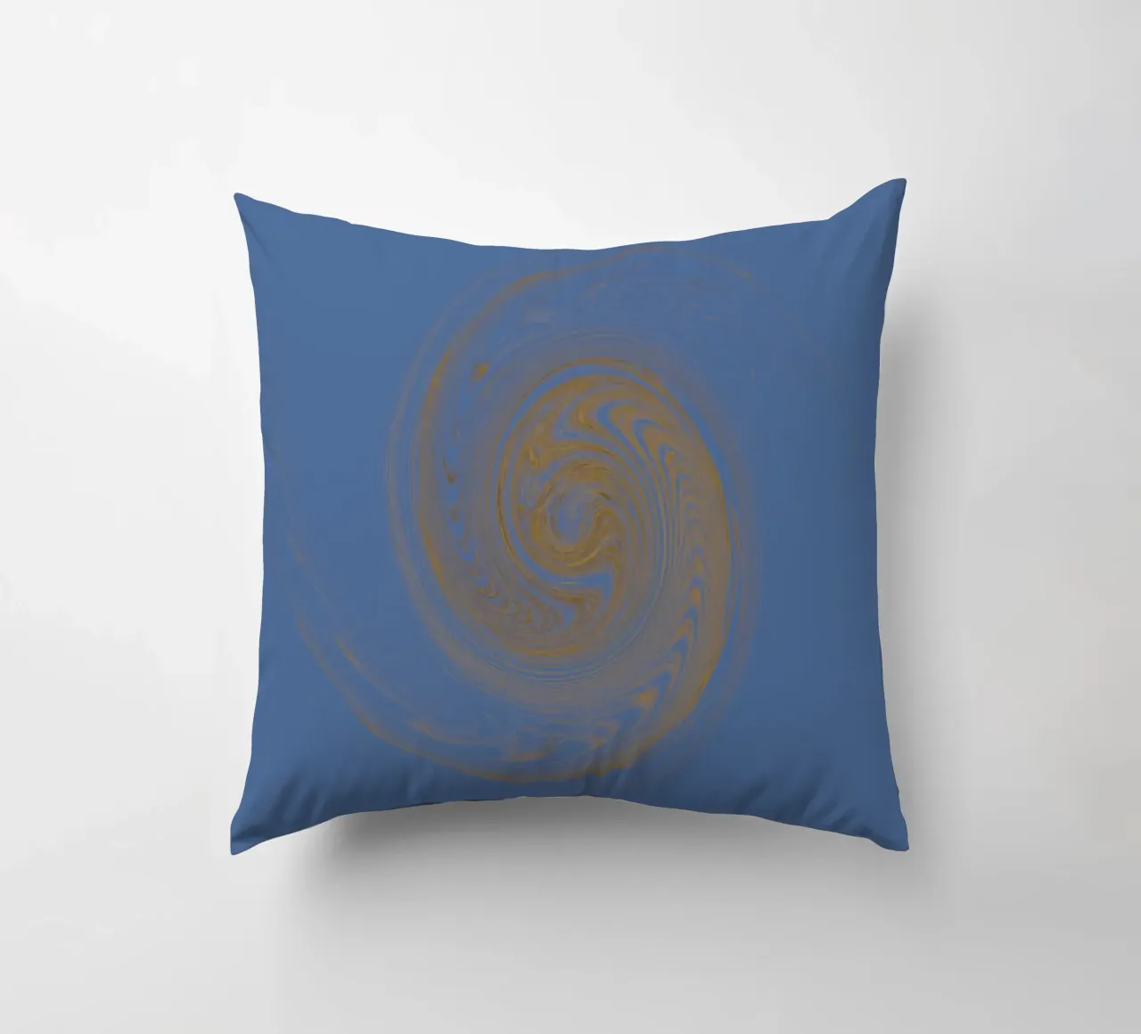 Abstract dynamic circular pattern in yellow and blue decorative cushion by Something for you