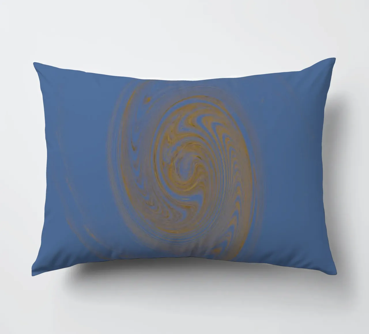 Abstract dynamic circular pattern in yellow and blue decorative cushion by Something for you