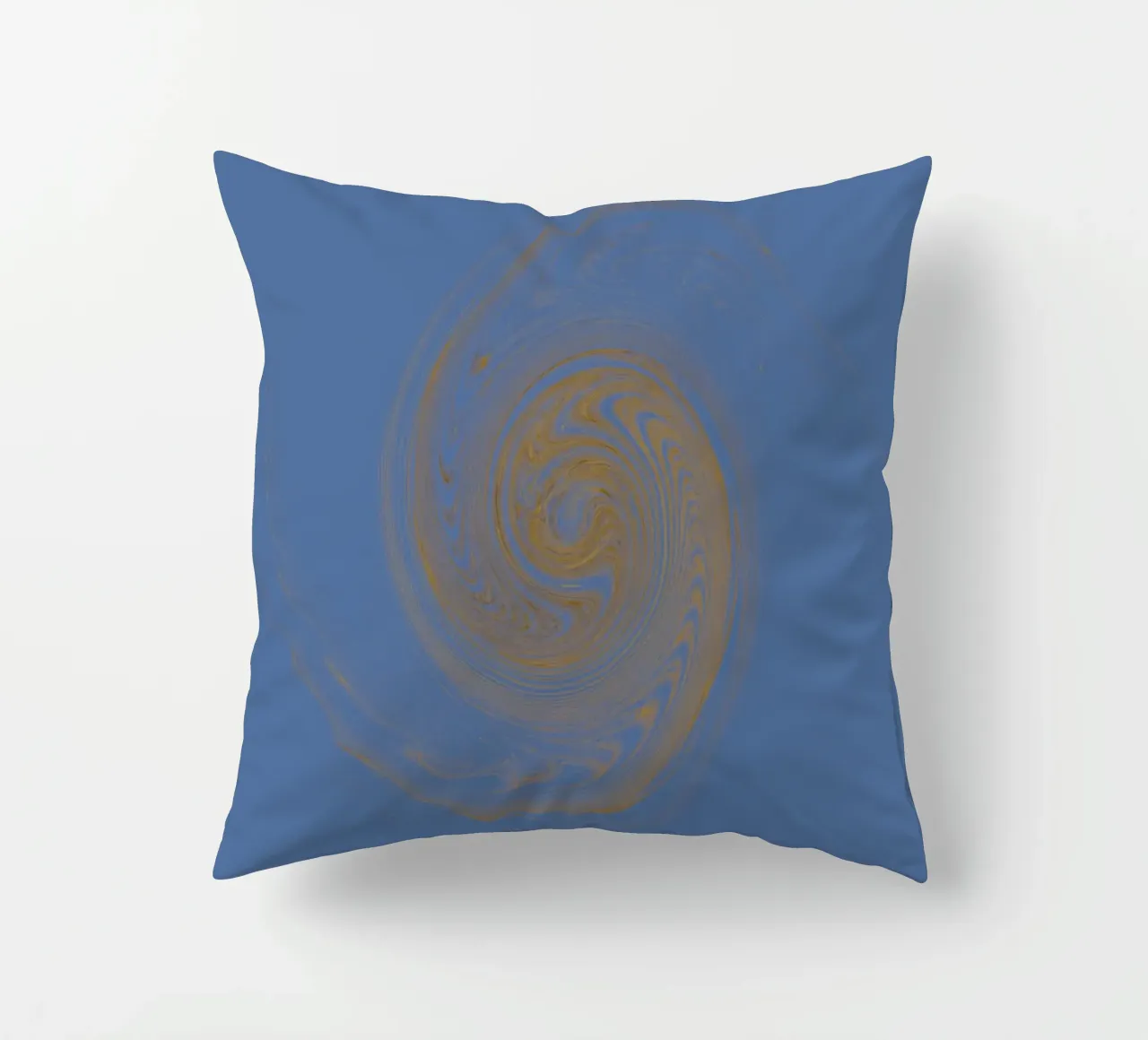 Abstract dynamic circular pattern in yellow and blue decorative cushion by Something for you