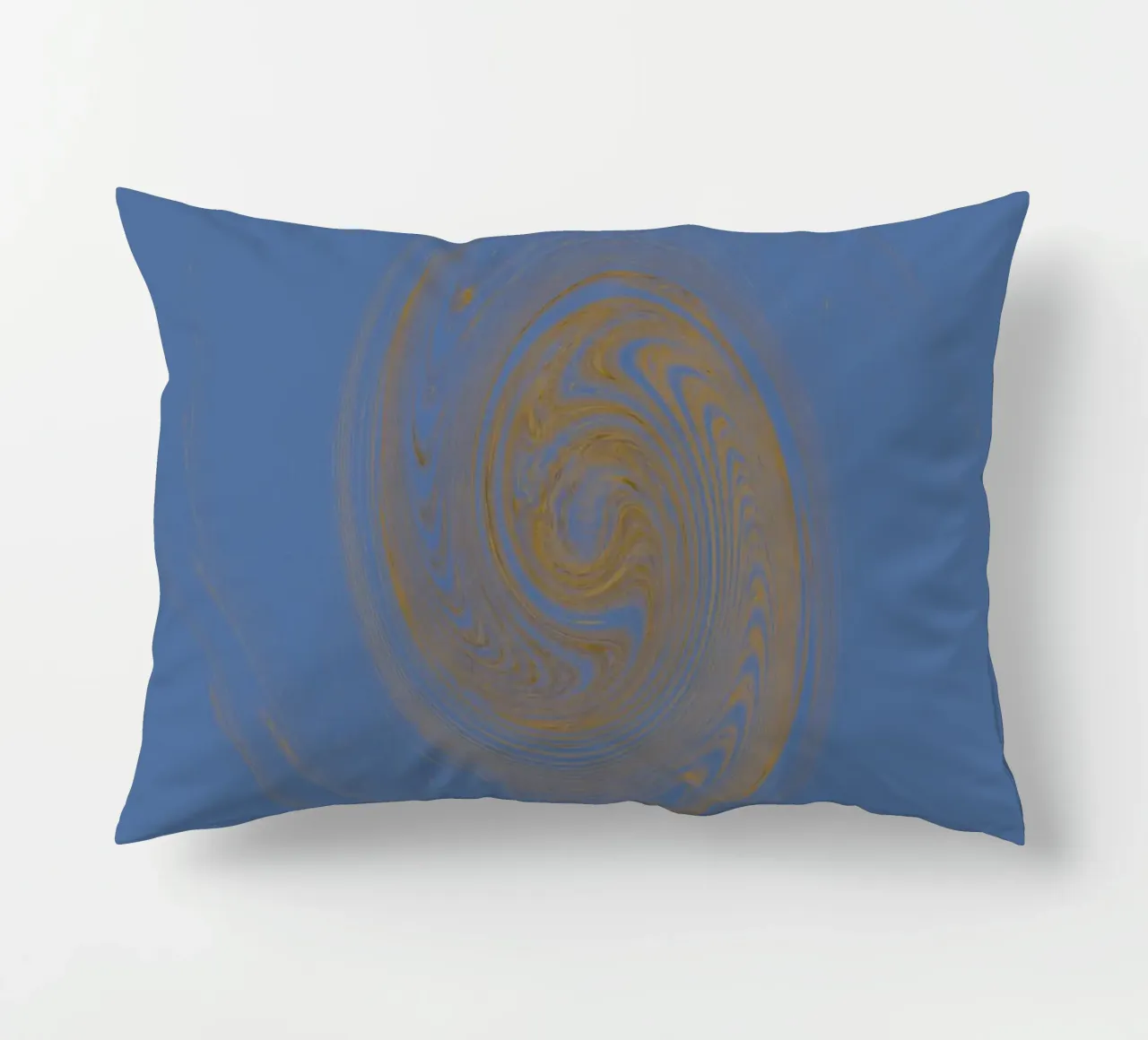 Abstract dynamic circular pattern in yellow and blue decorative cushion by Something for you