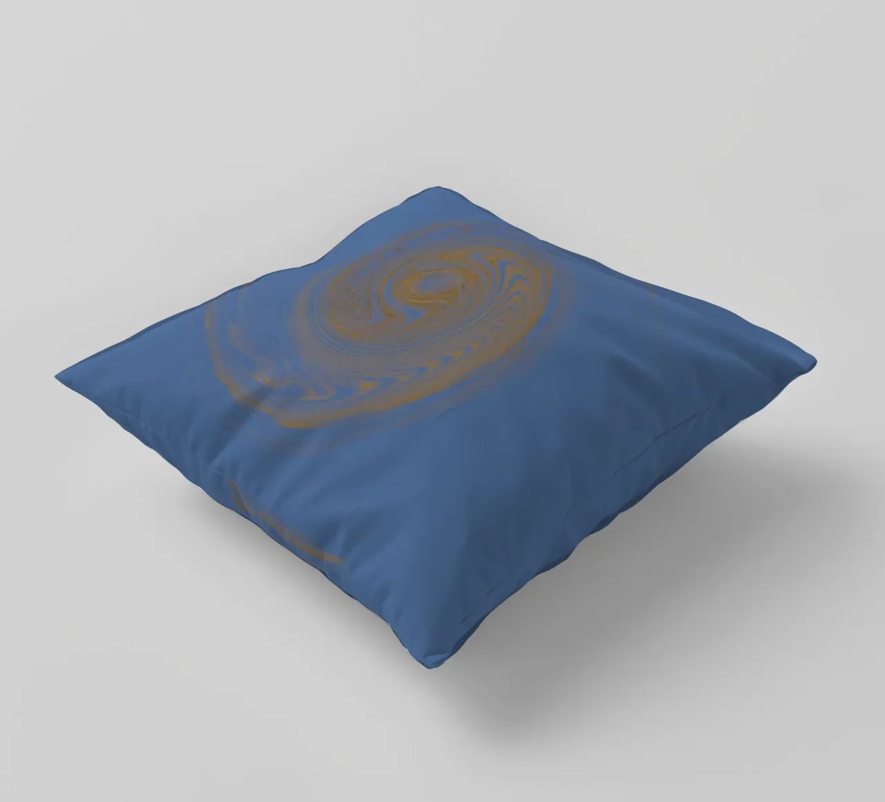 Abstract dynamic circular pattern in yellow and blue decorative cushion by Something for you