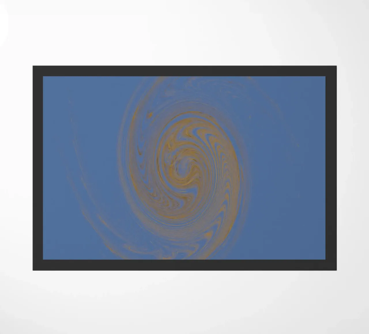 Abstract dynamic circular pattern in yellow and blue doormat by Something for you